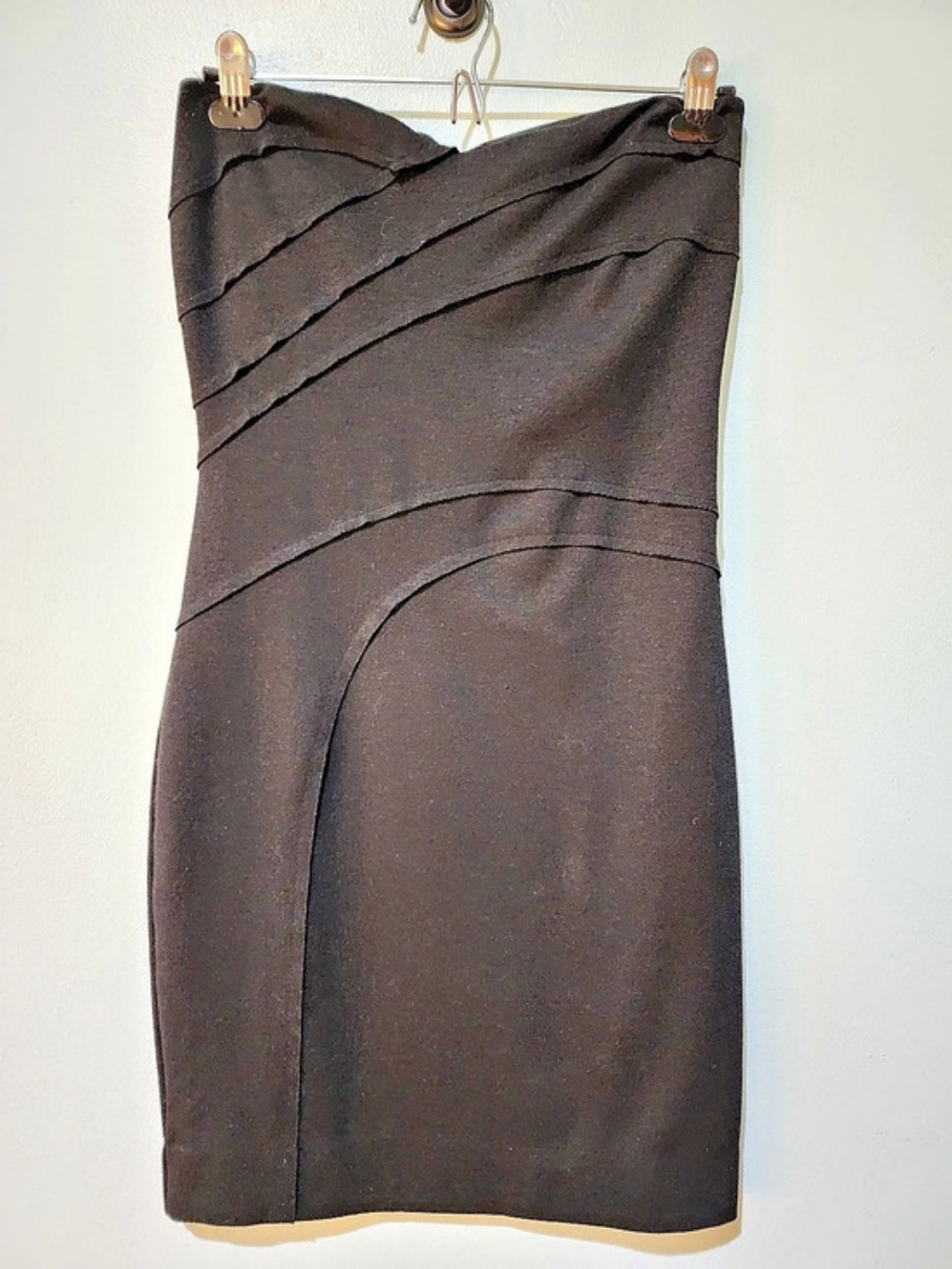 Black Bodycon Dress With Seam Details--Medium